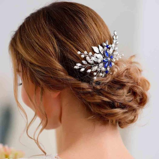 Wedding Hair Comb Blue Rhinestone Bridal Hair Accessories Wedding Hair Piece 
