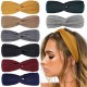 Boho Headbands for Women, 8 Pcs Twist Knotted Stretchy Hair Bands, Yoga Workout Vintage Hair Accessories, Solid Color