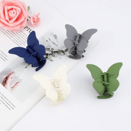 Butterfly Hair Clips, 4Pcs Claw Clips for Girls Women, Matte Hair Claws Butterflies Accessories Hair Clamps Jaw Clips