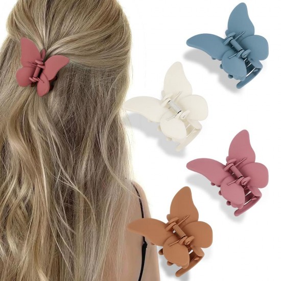 Butterfly Hair Clips, 4Pcs Claw Clips for Girls Women, Matte Hair Claws Butterflies Accessories Hair Clamps Jaw Clips