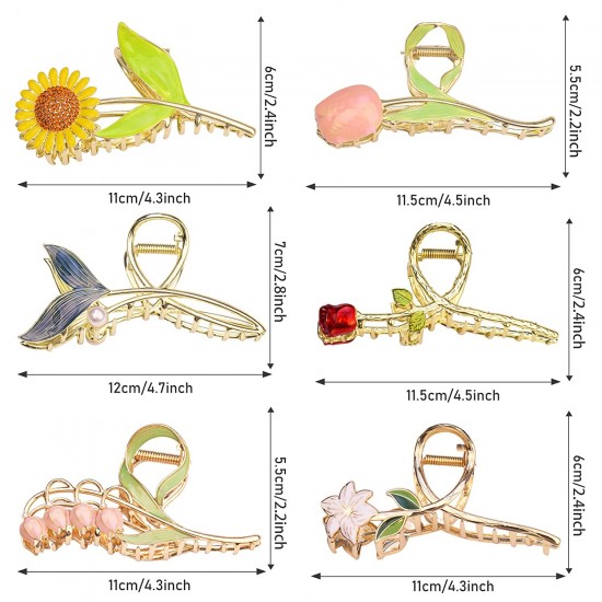 6 Pcs Flower Metal Hair Claw Clips Nonslip Hair Barrettes Hair Clamps for Woman and Girls 